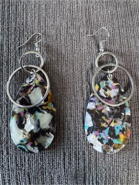 Multicolor Resin Teardrop Hoop Earrings